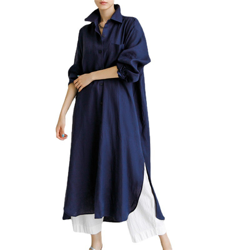 Casual Cotton Plus Sizes Long Sleeves Shirts Dresses