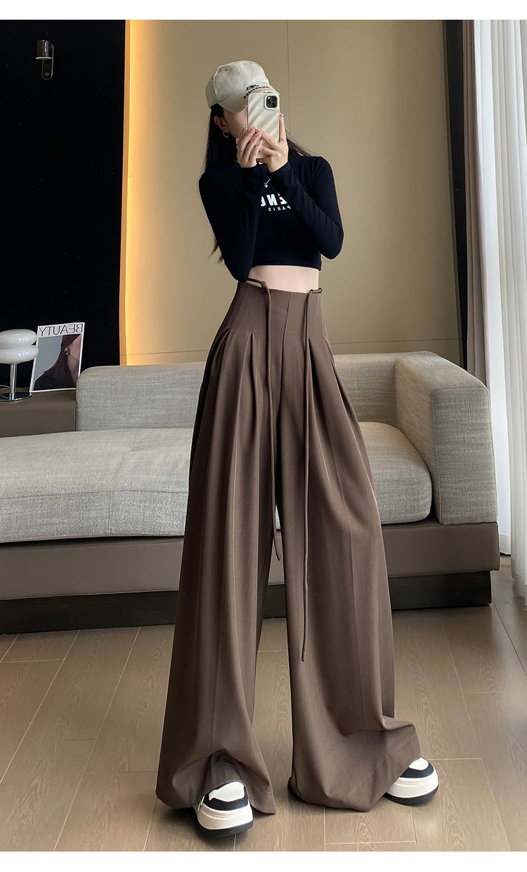 Designed High Waist Wide Legs Straight Pants