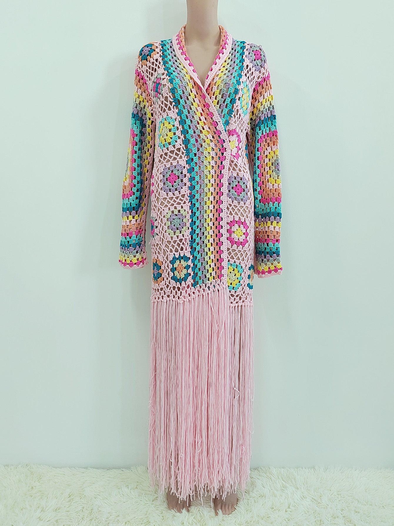 Colorful Crochet Irregular Tassels Coats for Women