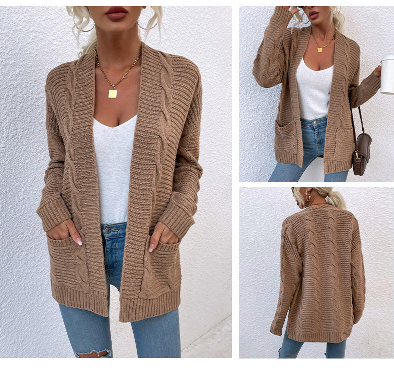 Fashion Twist Knitted Cardigan Coats