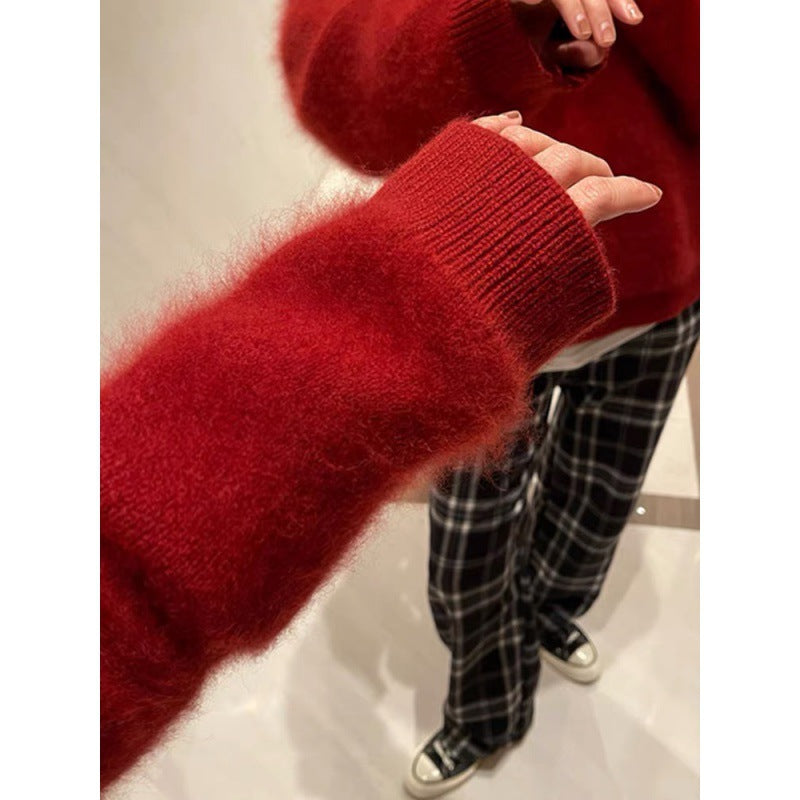 Merry Christmas Faux Mink Velvet Knitted Pullover Sweaters