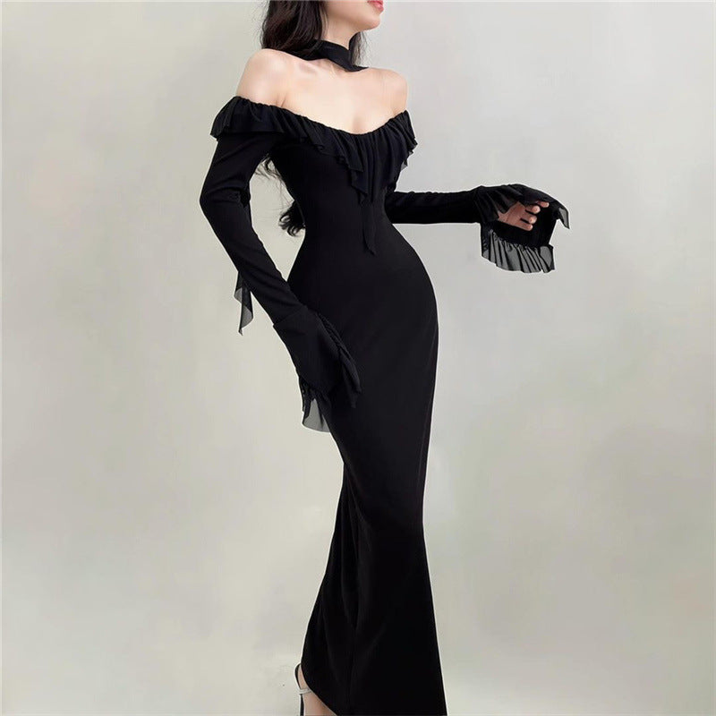 Sexy Off The Shoulder Long Black Long Sheath Dresses