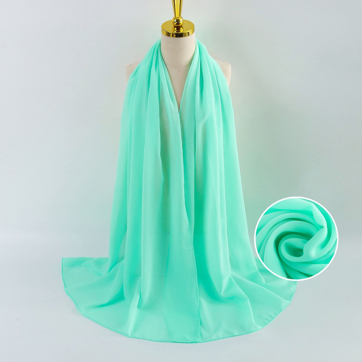 Women Pearl Chiffon Scarf Solid Color Bubble Towel Versatile Scarves