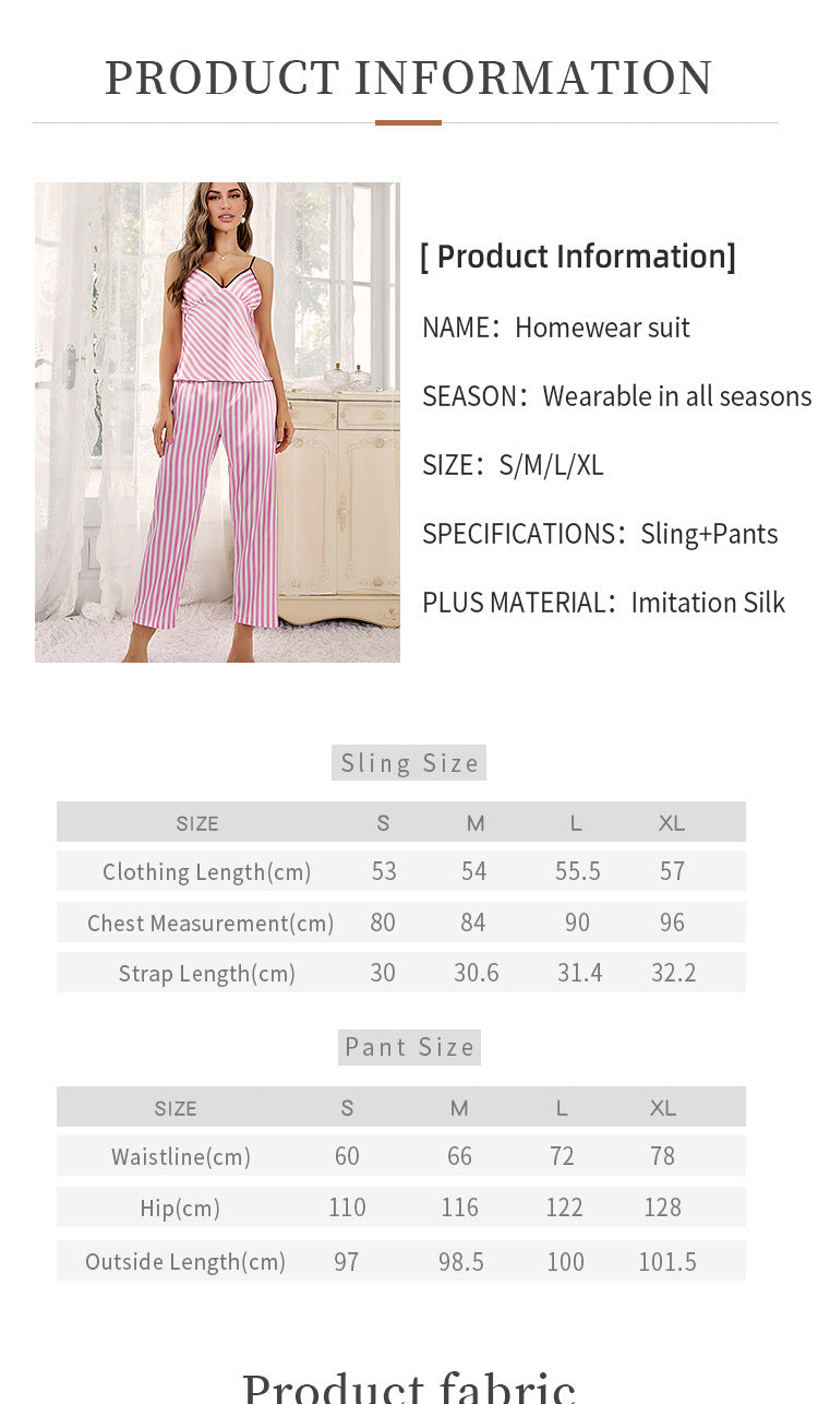 Summer Ice Silk Tank Tops & Pants Sleepwear