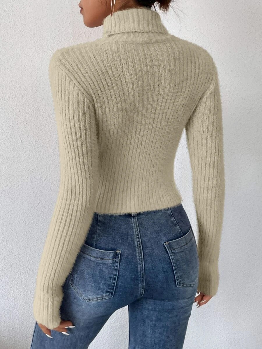 Fashion High Neck Knitted Pullover Sweaters