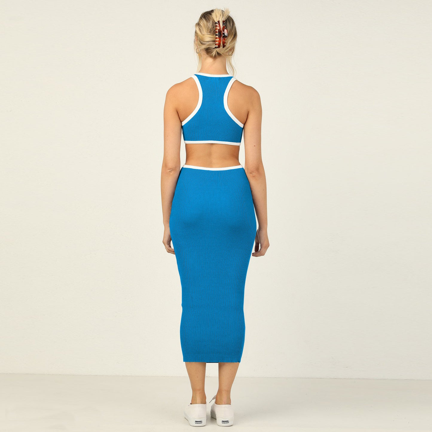 Sexy Backless Knitted Sheath Midi Dresses