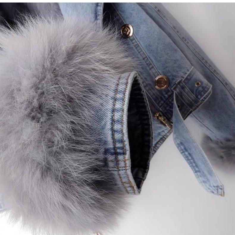 Winter Detachable Fox Fur Denim Jacket Coats for Women