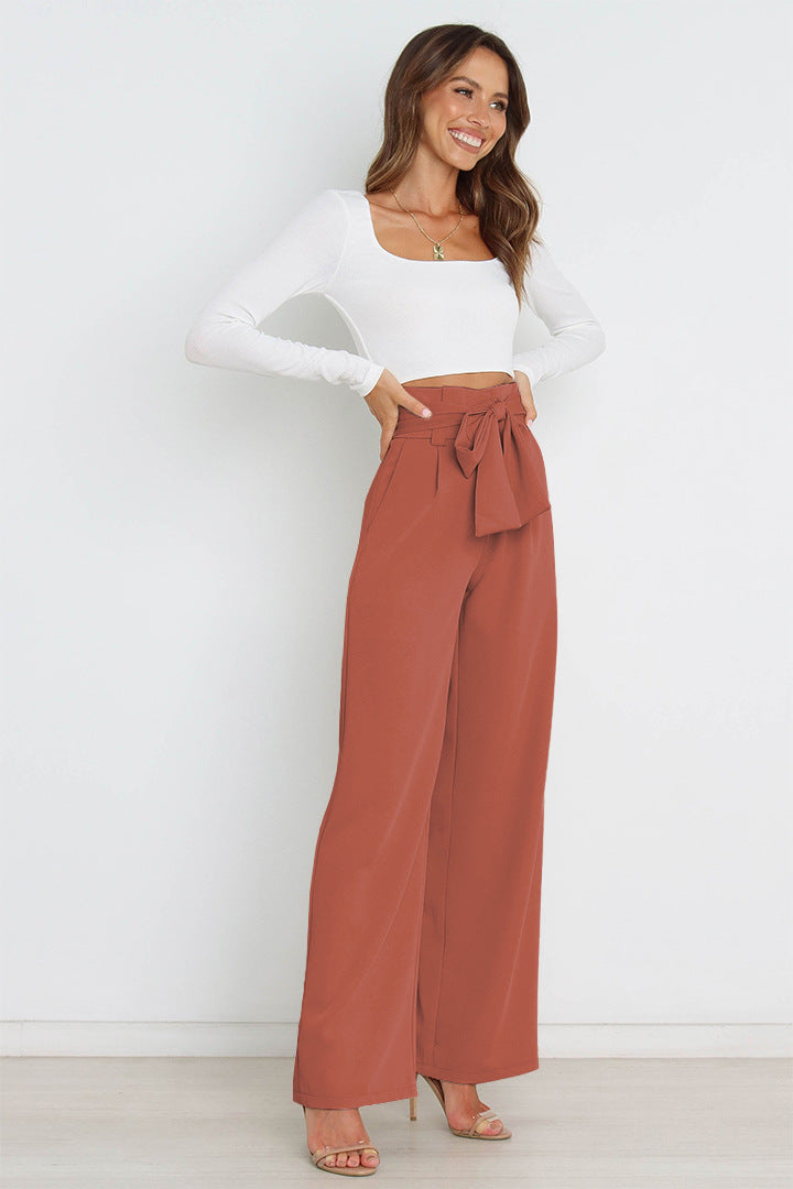 Elegant Office Lady Summer Wide Legs Pants