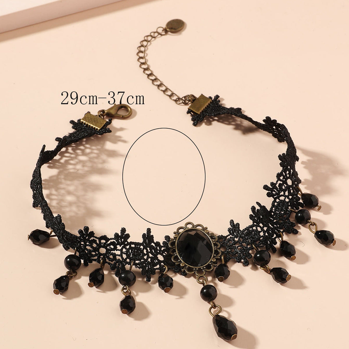 Fashion Personality Retro Black Lace Gothic Collarbone Chain Exaggerated Pendant Lace Necklace