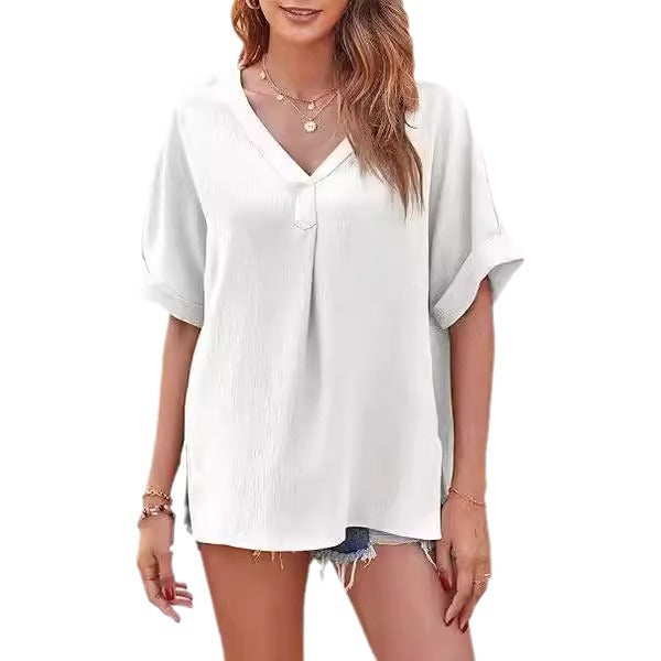 Leisure V Neck Short Sleeves Shirts