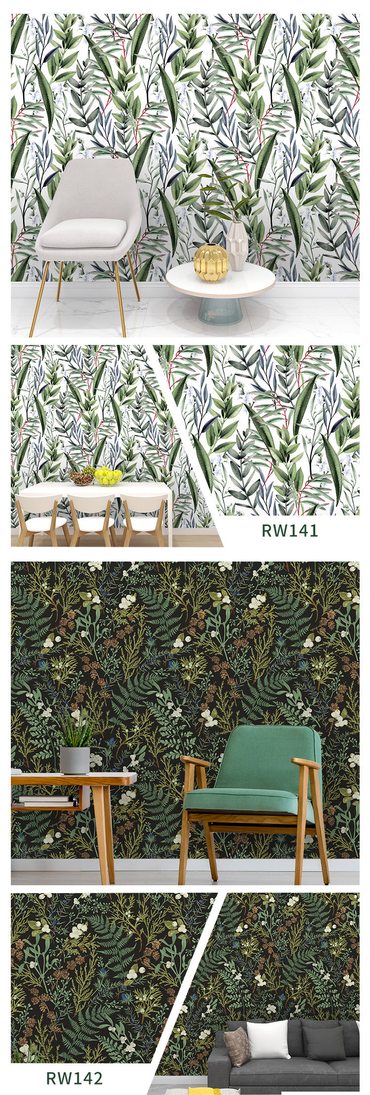 Palm Leaf Design Wallpapers for Living Room