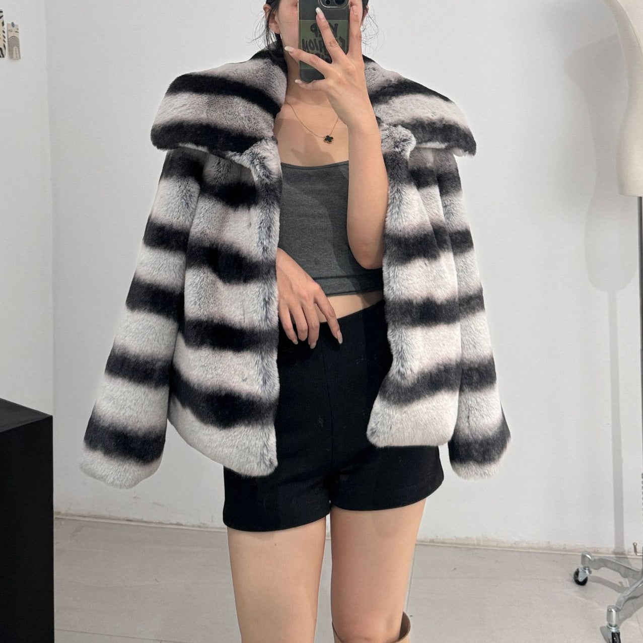 Fashion Faux Rex Rabbit Fur Warm Winter Overcoats