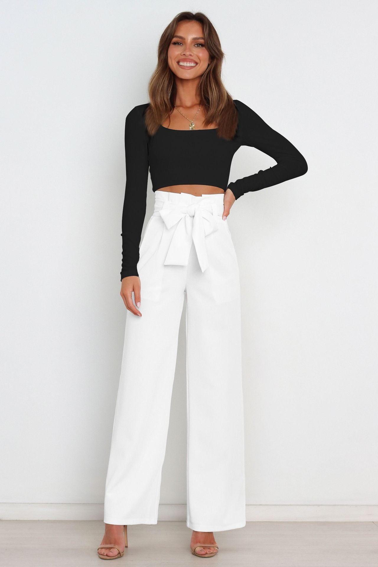 Elegant Office Lady Summer Wide Legs Pants