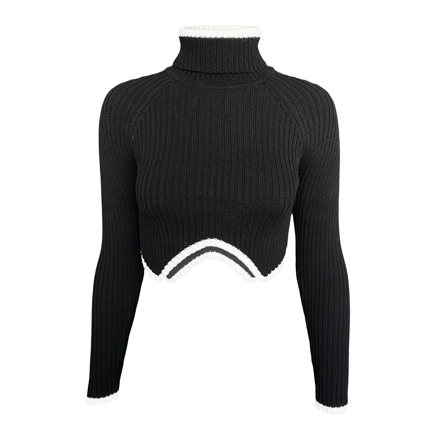 Fashion Irregular Turtleneck Pullover Short Sweaters