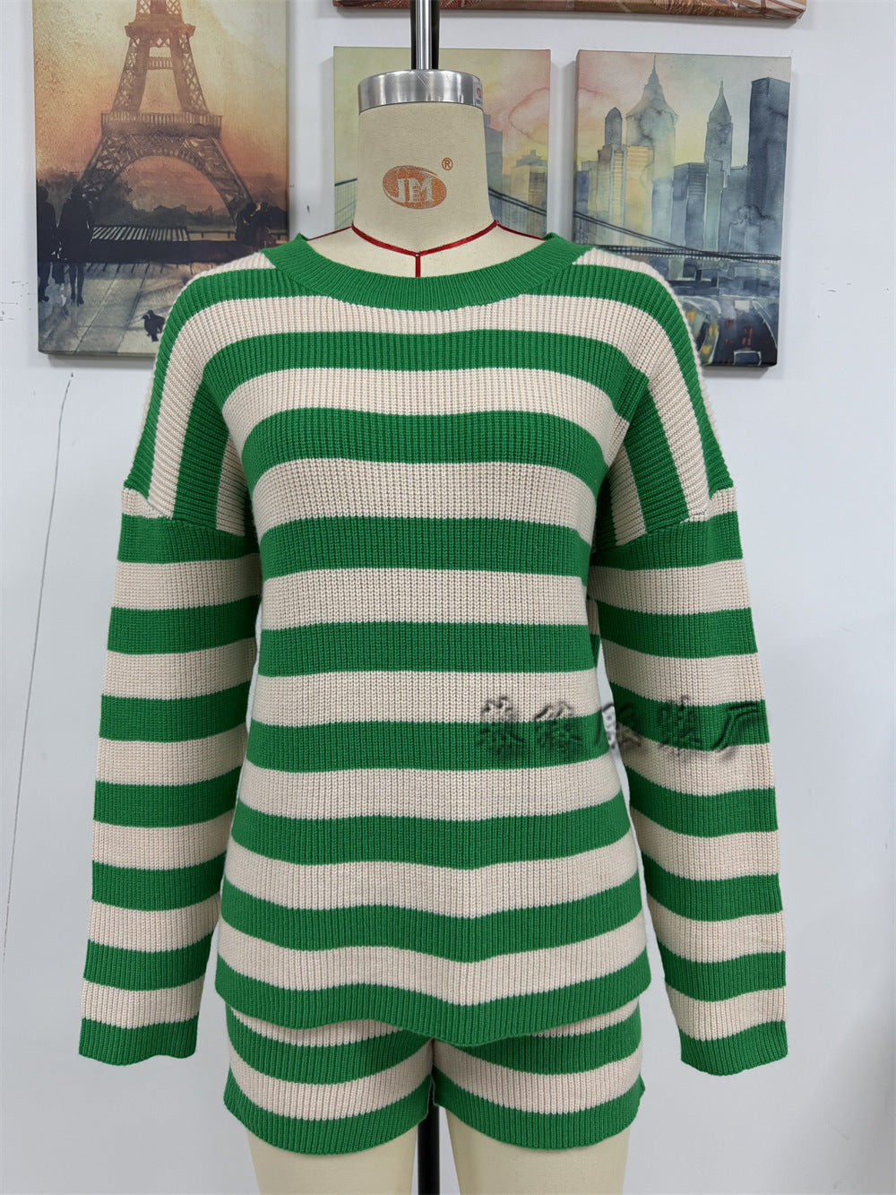 Leisure Round Neck Striped Women Sweaters