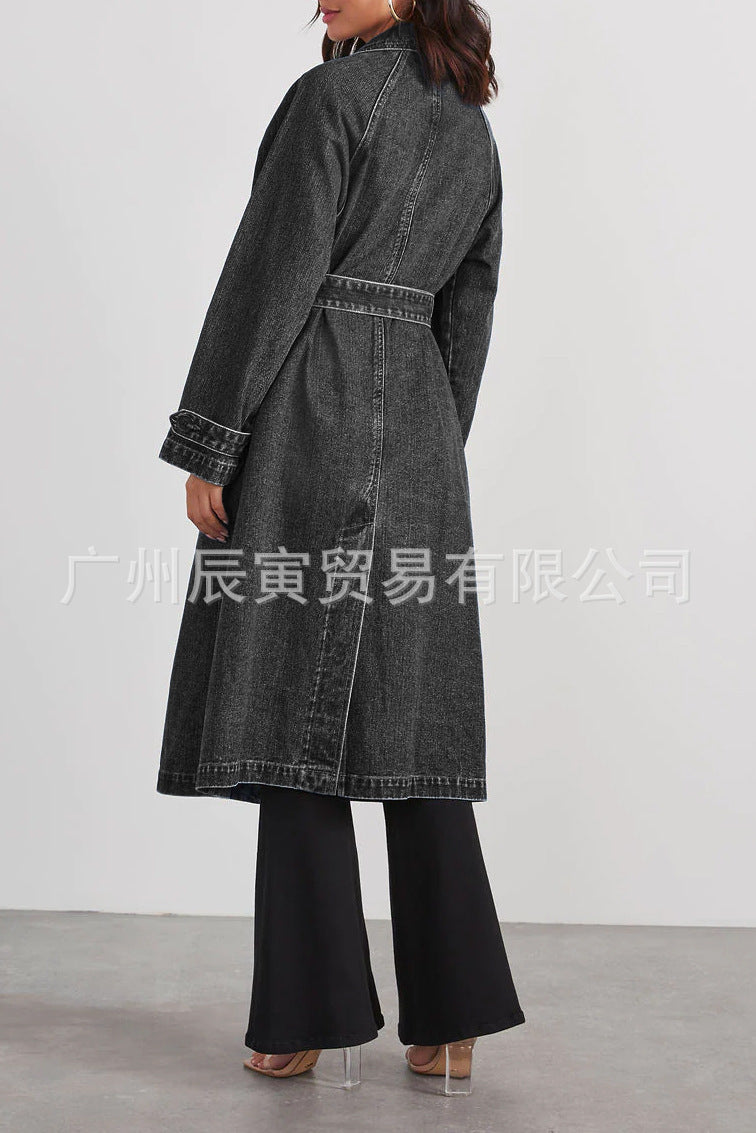 Casual Denim Cotton Winter Long Overcoats