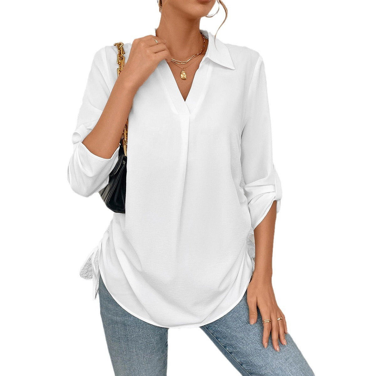 Leisure Summer Drawstring Summer Beach Shirts for Women