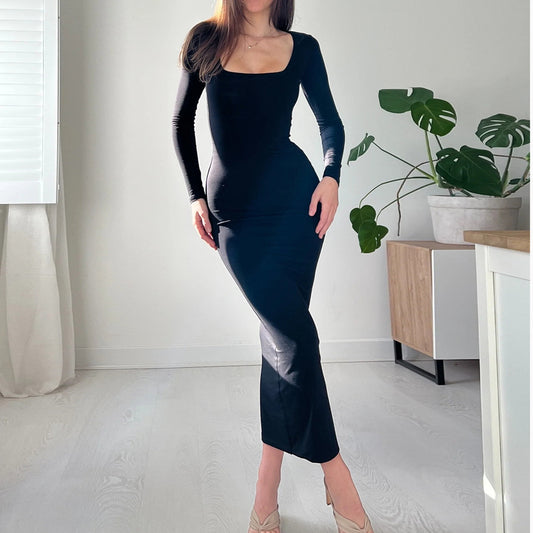 Sexy Simple Style Long Sleeves Solid Dresses