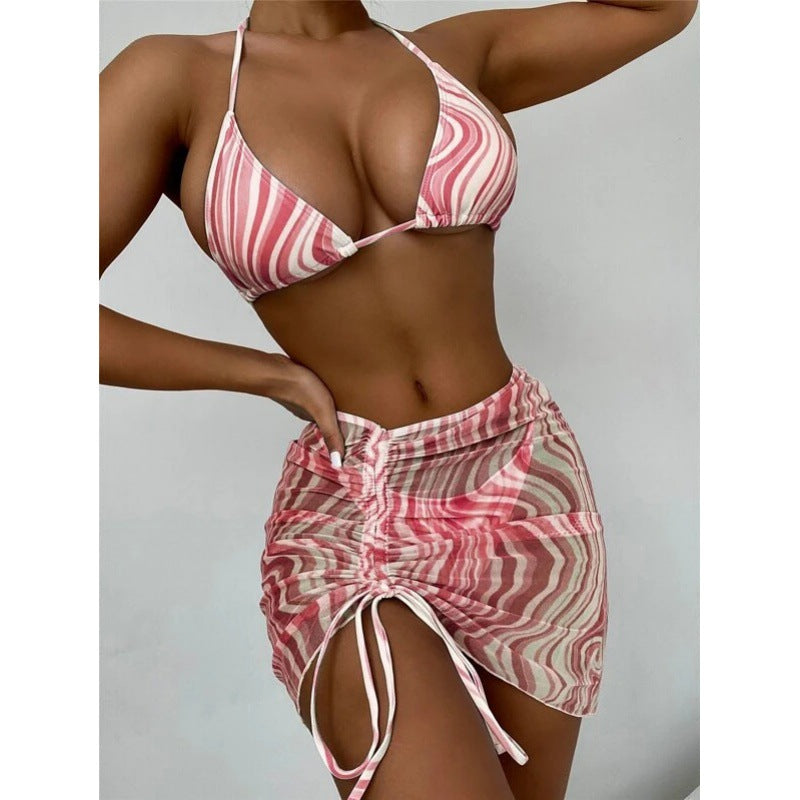 Sexy Striped 3pcs Bikini Swimsuits