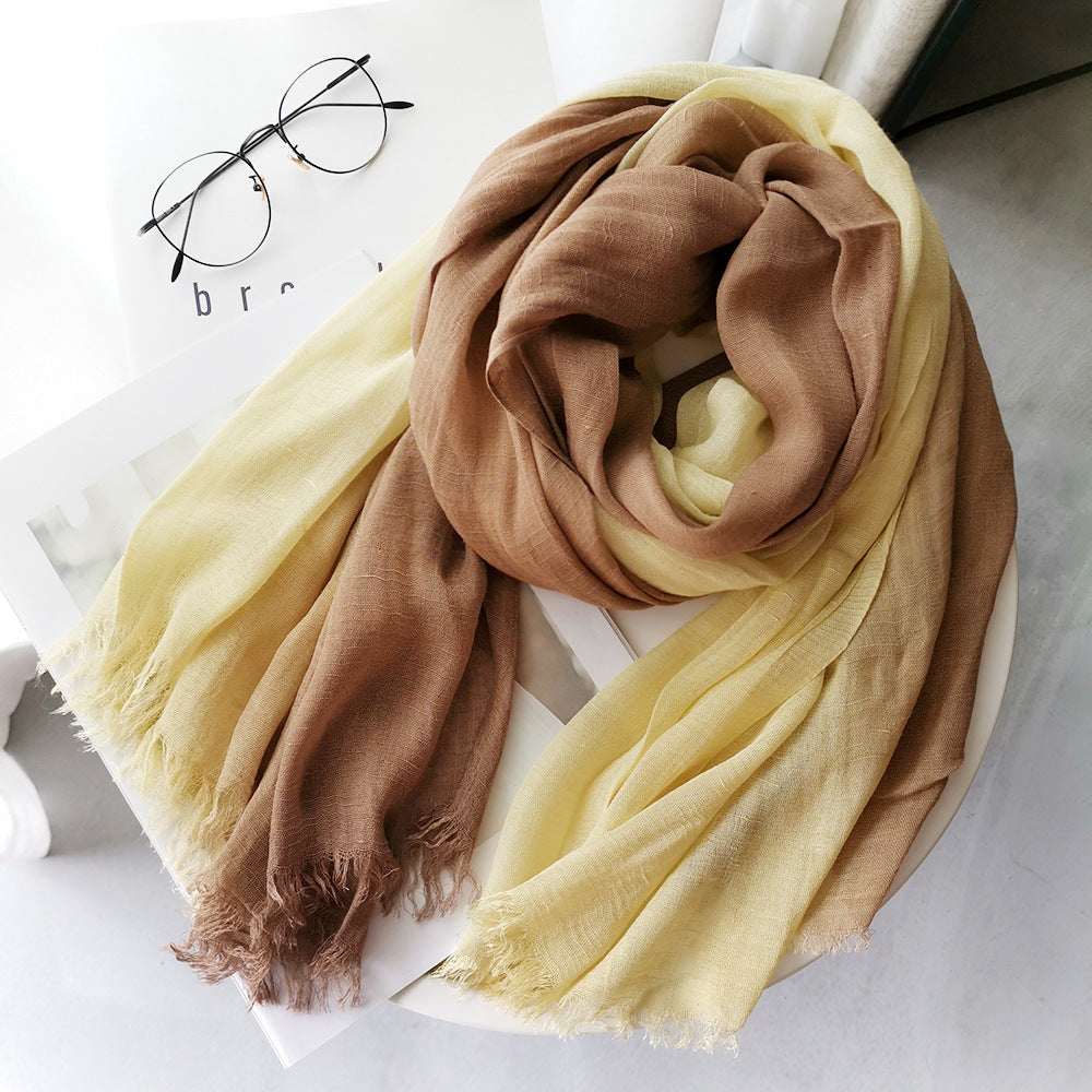 Simple Cotton and Linen Scarf Women's Gradual Versatile Silk Scarf