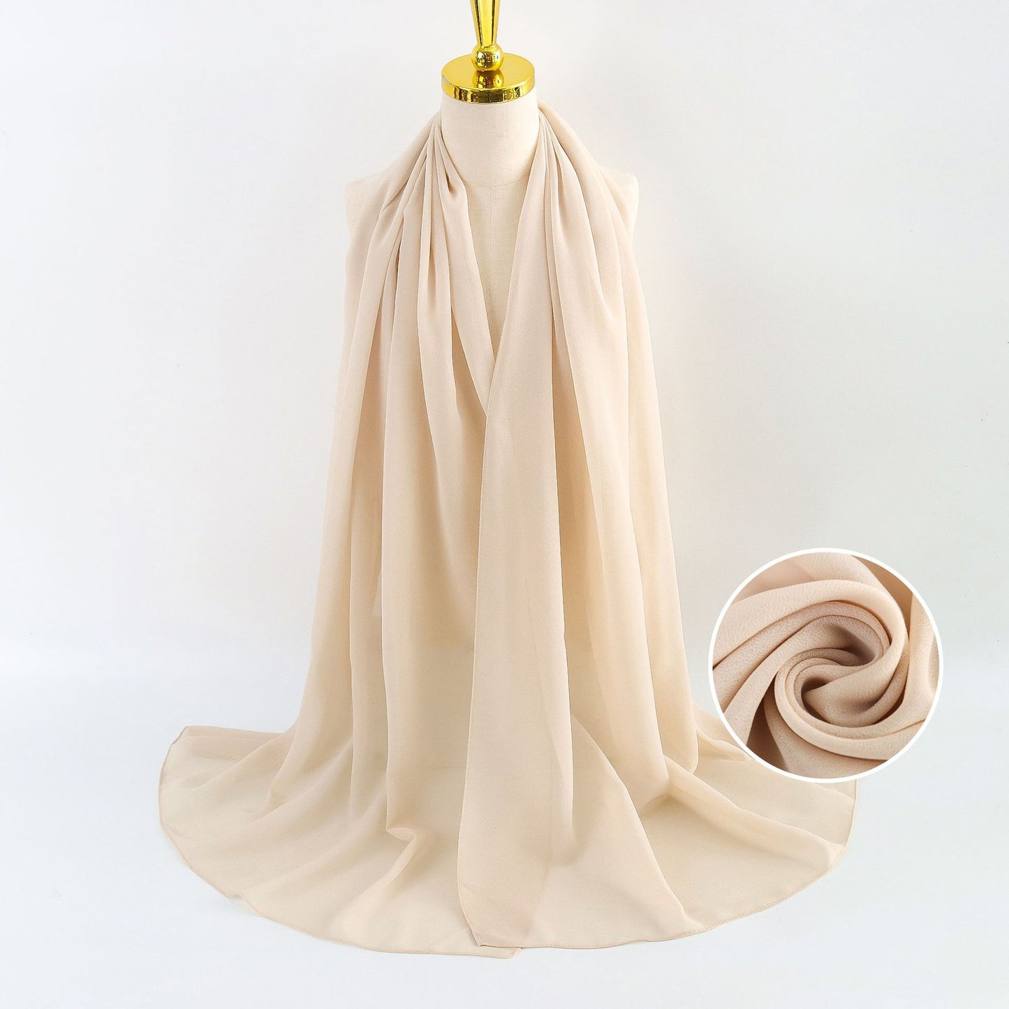 Women Pearl Chiffon Scarf Solid Color Bubble Towel Versatile Scarves