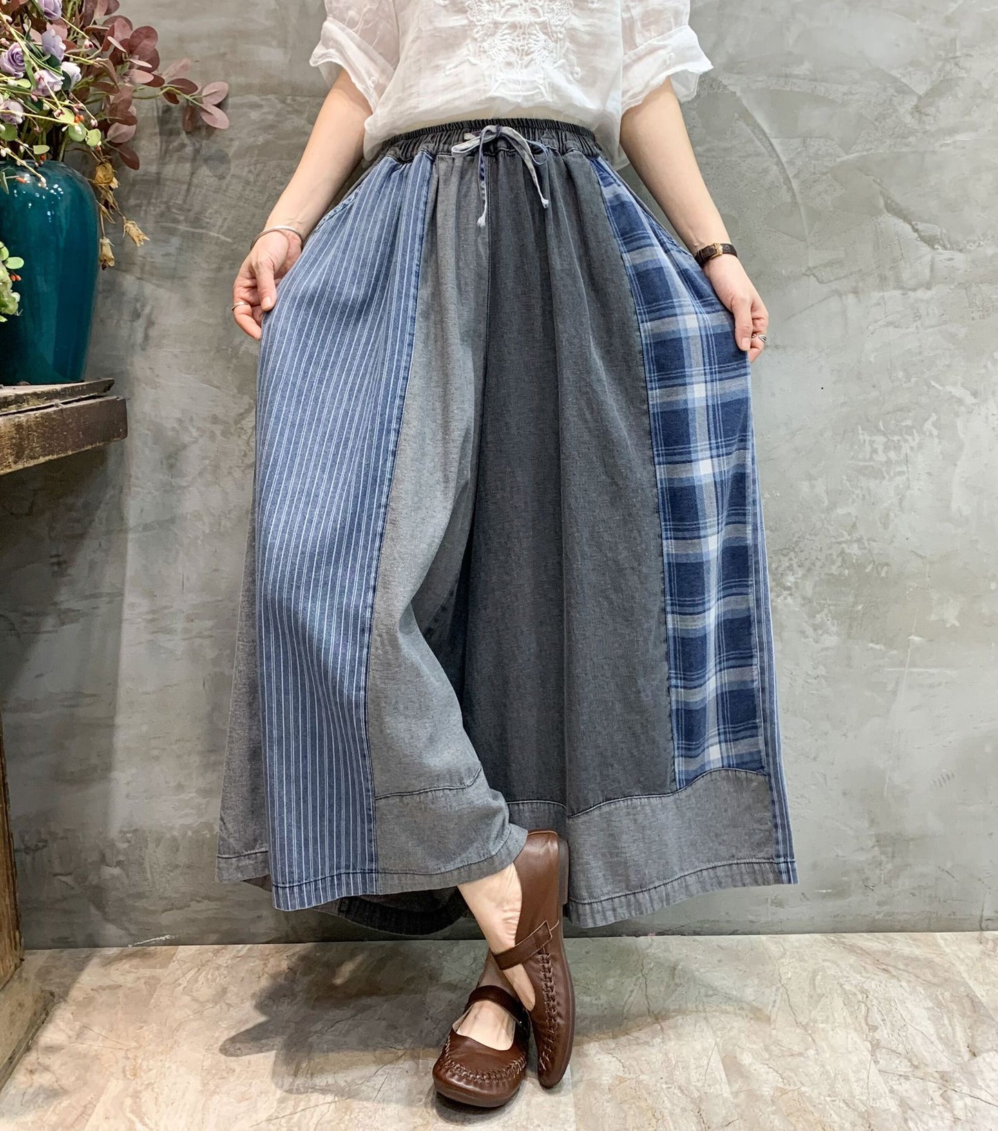 Fashion Old Style Wide Legs Pants Jeans