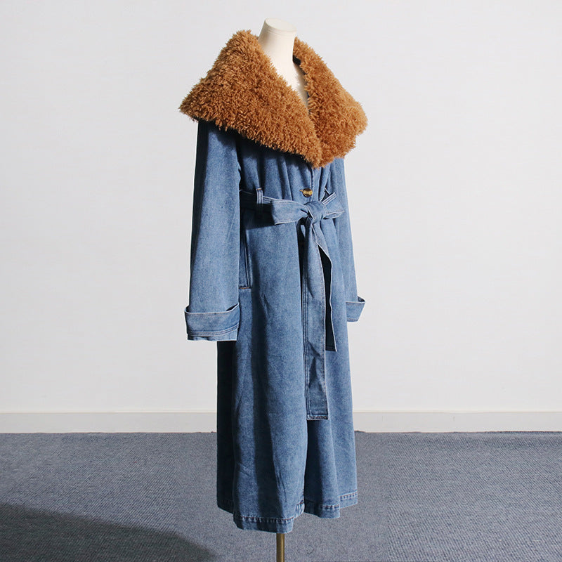 Fashion Designed Fur Denim Winter Outerwear