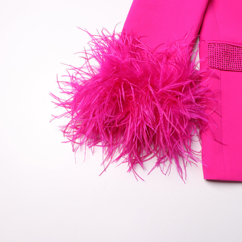Luxury Designed Feather Blazer Coat for Women