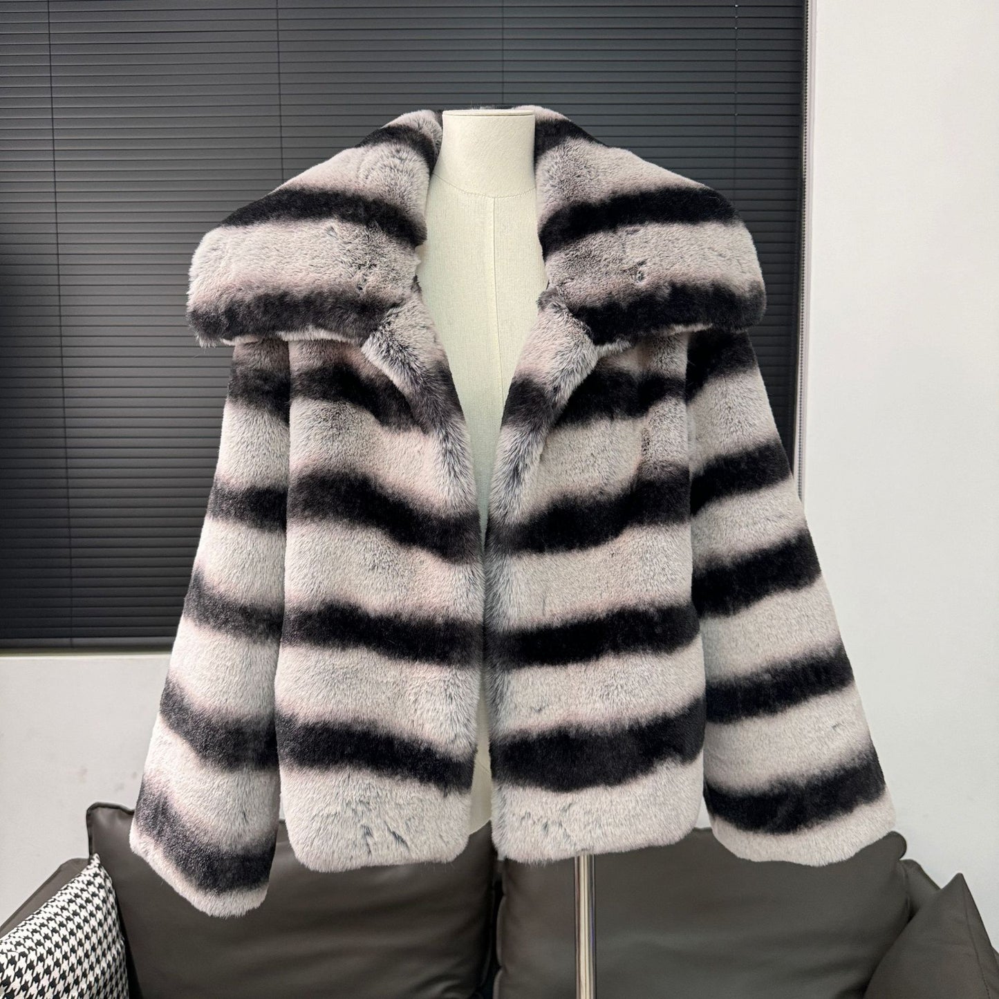 Fashion Faux Rex Rabbit Fur Warm Winter Overcoats