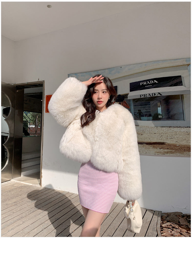 Designed Faux Fox Fur Warm Short Coats