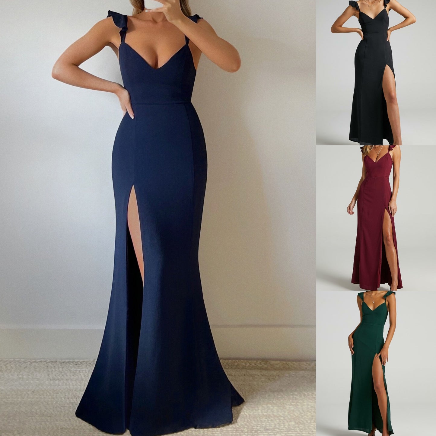 Sexy Split Front Sleeveless Evening Dresses