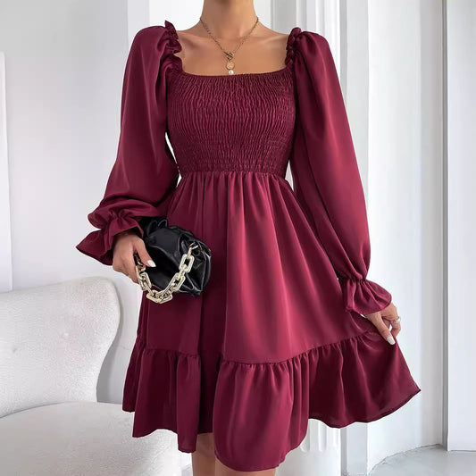 Casual Square Neckline High Waist Women Dresses