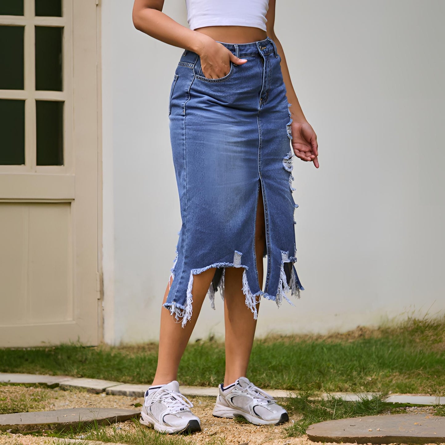 Summer High Waist A Line Denim Sheath Skirts