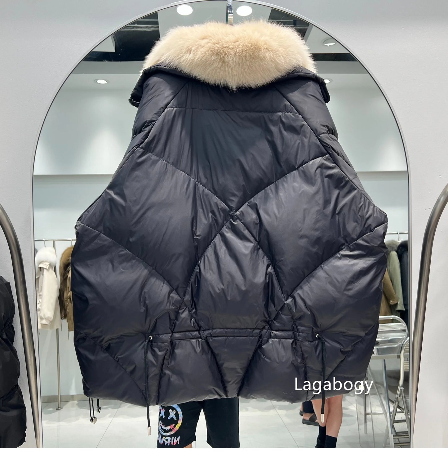 Fashion Fox Fur Winter Women Goose Down Jacket Coats