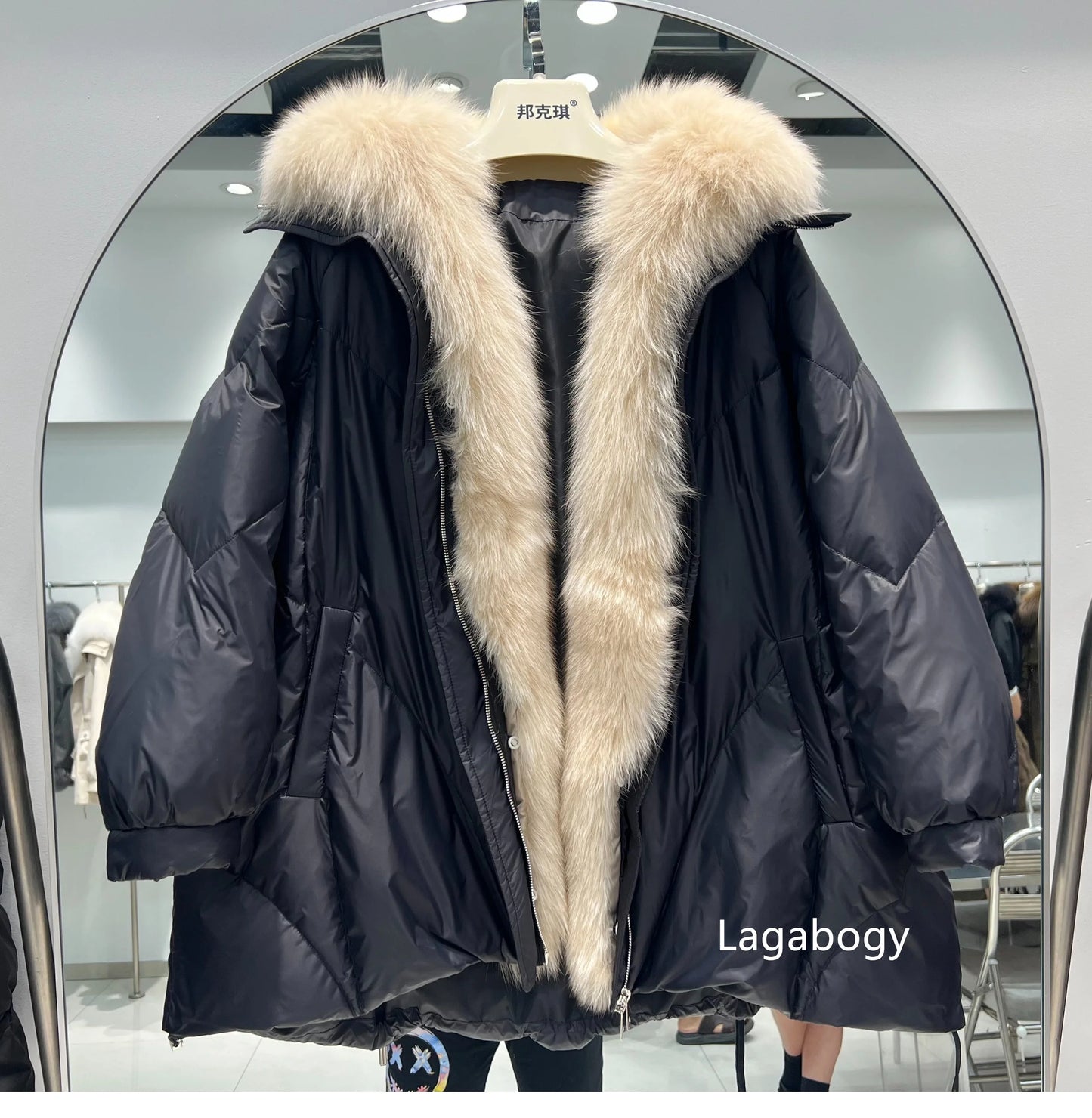 Fashion Fox Fur Winter Women Goose Down Jacket Coats