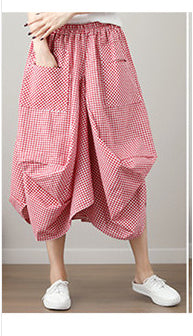 Causal Elastic Waist Linen Plus Sizes Skirts