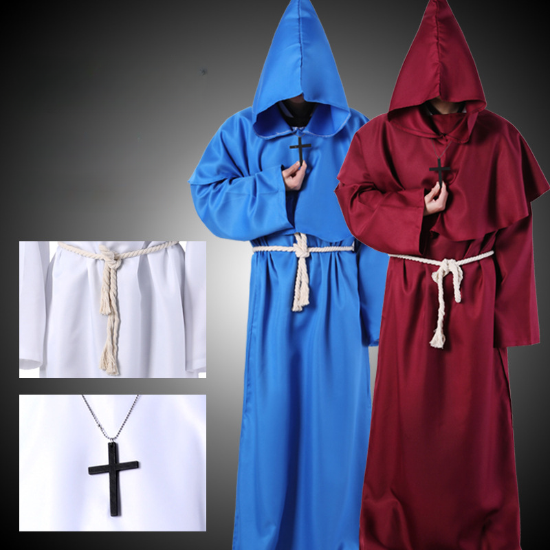Saint Vida Halloween Medieval Monk Robe Costume Wizard  Priest Cosplay Costume Shawl 471