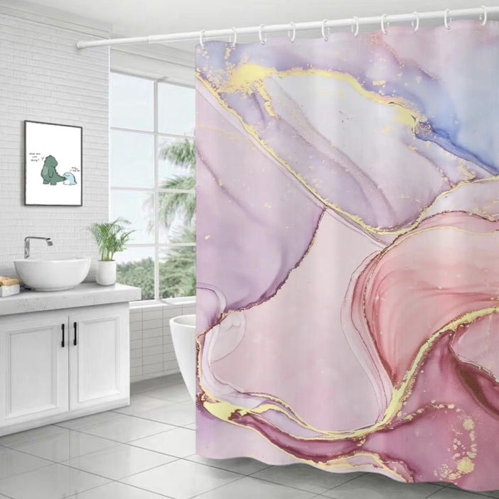 Pink Marble Fabric Shower Curtains-STYLEGOING