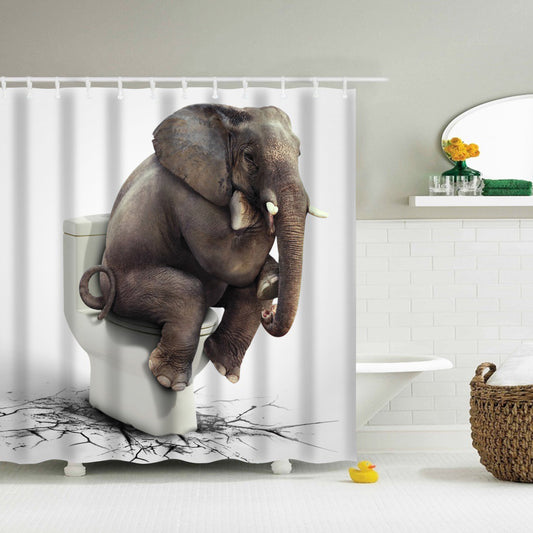 Elephant Thinking Fabric Shower Curtain for Bathroom