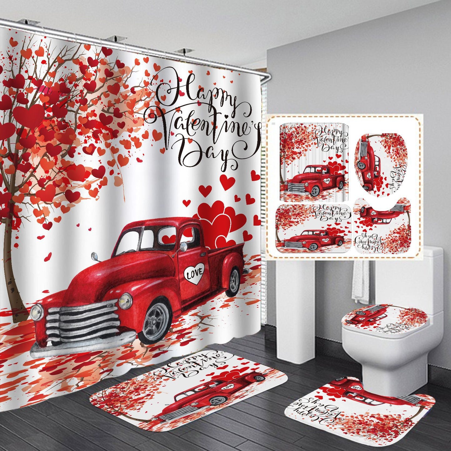 Valentine's Day Car Shower Curtain Sets-STYLEGOING