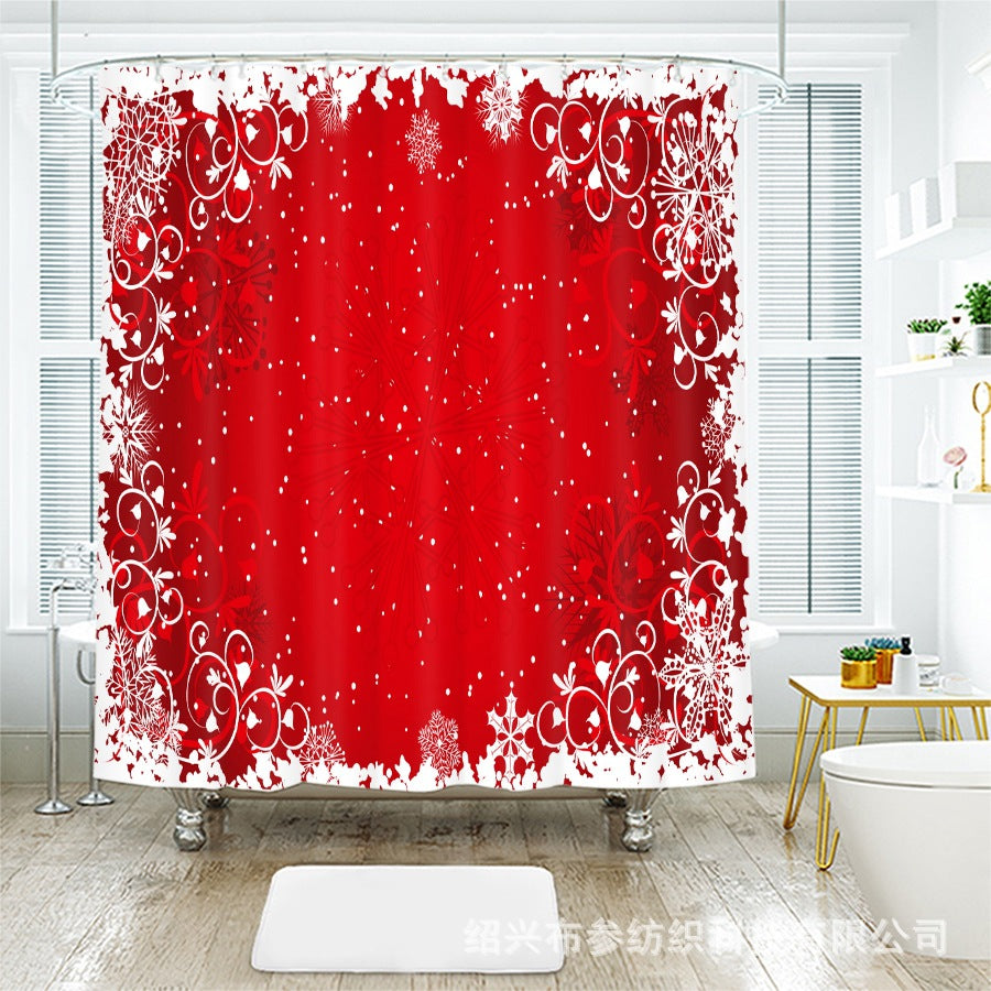 Christmas Red Shower Curtain For Bathroom-STYLEGOING