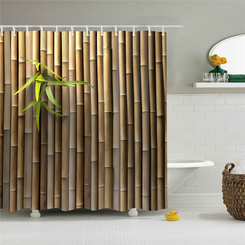 Bamboo Print Fabric Shower Curtain-STYLEGOING