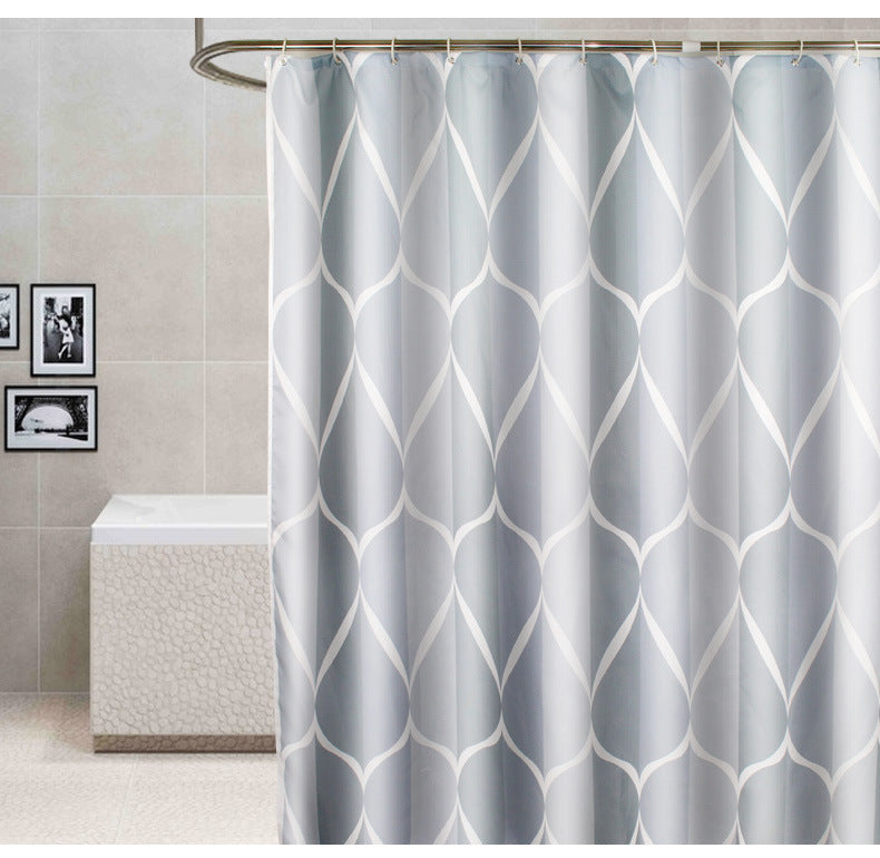 Waterproof Bathroom Gray White Shower Curtain-STYLEGOING