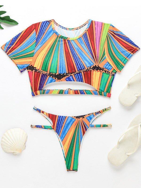 Contrast Color Hollow Tankini Swimwear-STYLEGOING