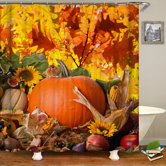 Fall 3D Pumpkin Fabric Shower Curtains-STYLEGOING