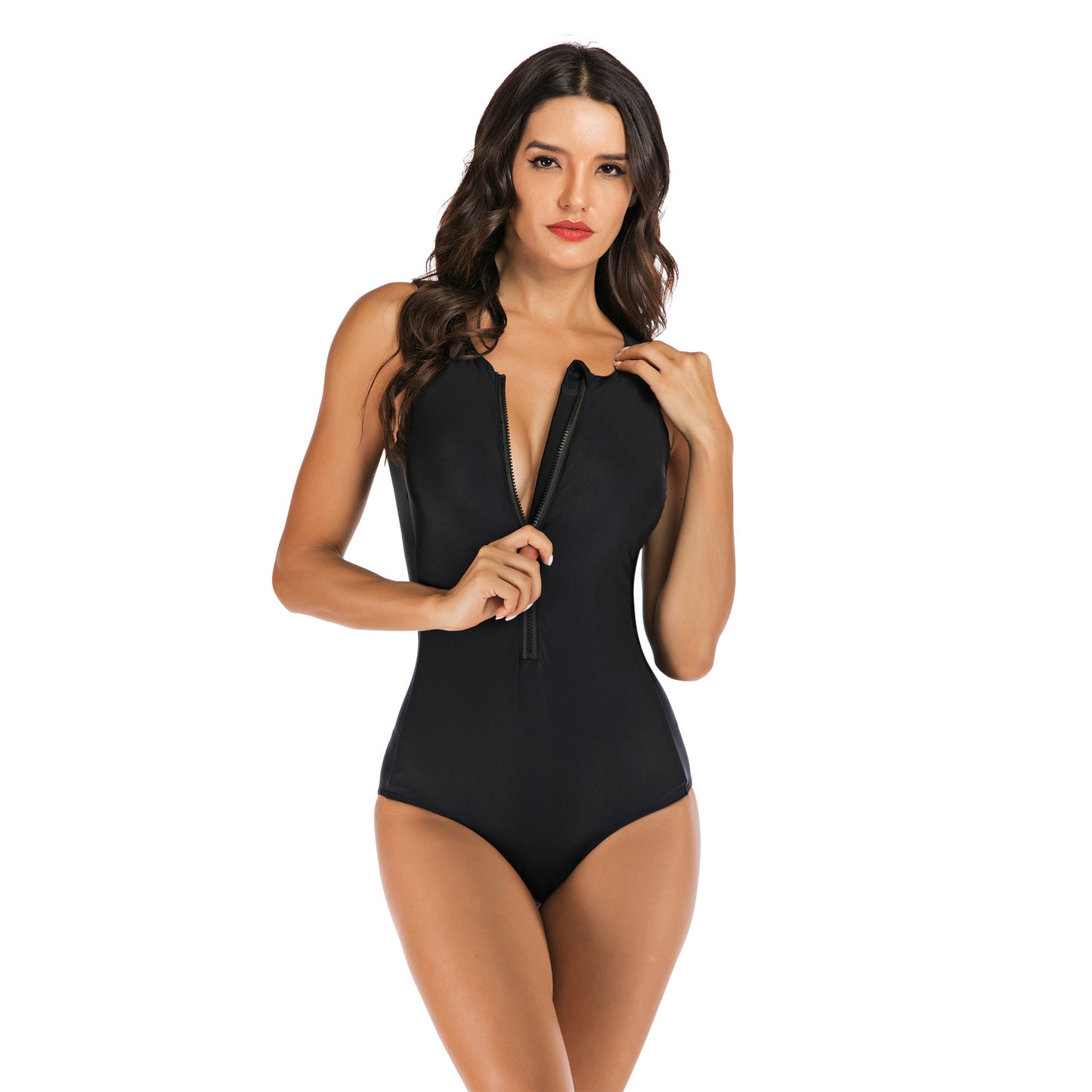 Sexy Zip Front One Piece Swimsuit