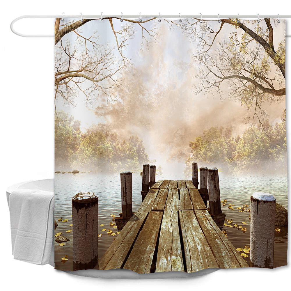 Lake Wharf Bathroom Shower Curtains