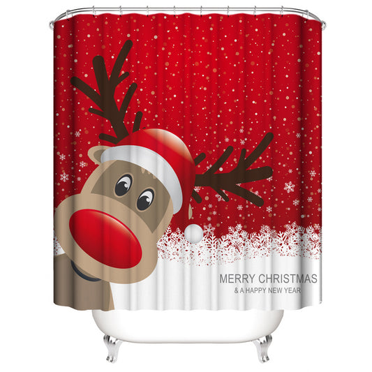 Merry Christmas Deer Fabric Shower Curtains-STYLEGOING