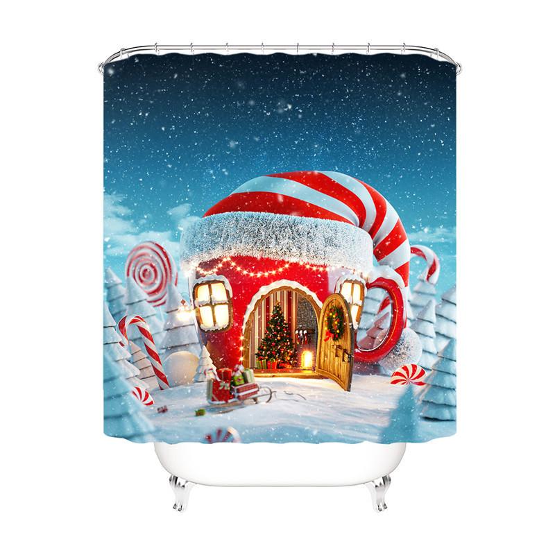 Merry Christmas Fabric Shower Curtains-STYLEGOING