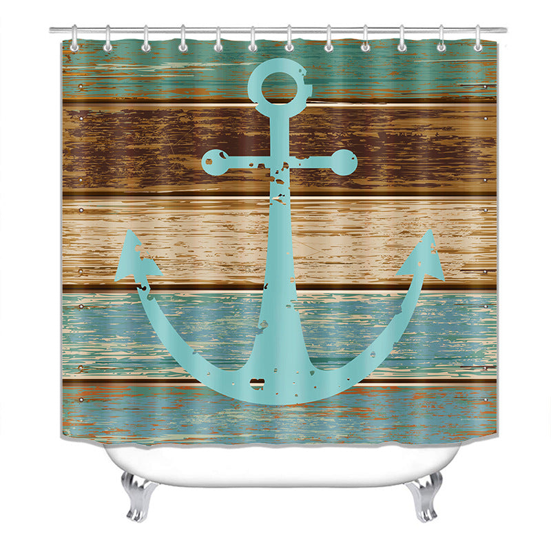 Vintage Painted Anchor Wood Fabric Shower Curtain-STYLEGOING